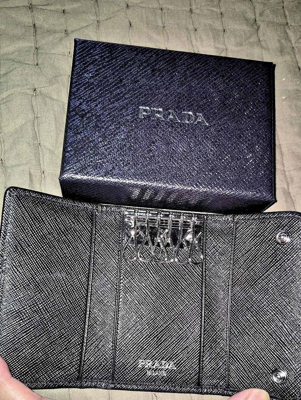 Prada Saffiano and Nylon 6-Key Holder Case Black - Picture 3 of 3